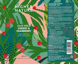 Label for Aloe Gold Cherry & Cranberry