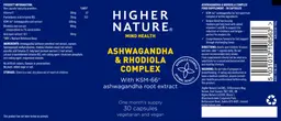 Label for Ashwagandha & Rhodiola Complex