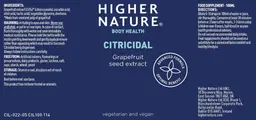 Label for Citricidal Grapefruit Seed Extract
