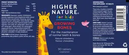 Label for Growing Bones Natural Strawberry Flavour Chewables