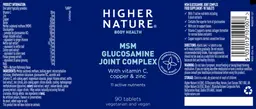 Label for MSM Glucosamine Joint Complex