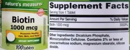 Label for Biotin 1000 mcg