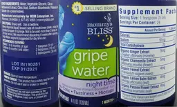 Label for Gripe Water Night Time