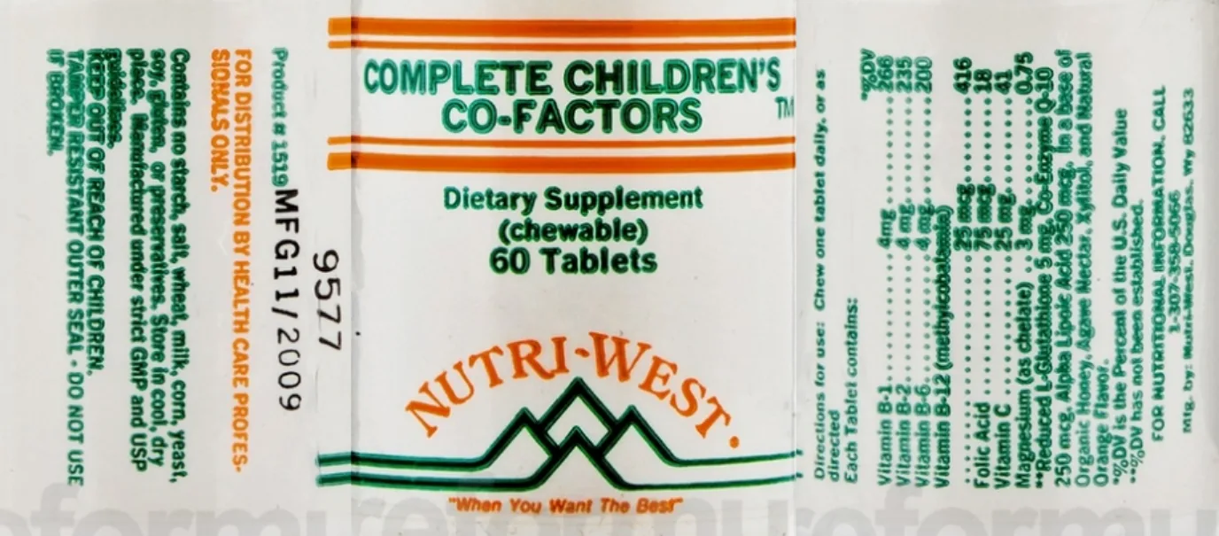 Label for Complete Children's Co-Factors