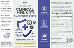 Label for Clinical Immunity Elderberry Drink Berry-Lemon Flavor