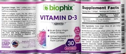 Label for Vitamin D-3 5,000 IU