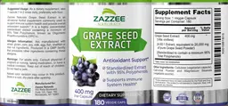 Label for Grape Seed Extract 400 mg