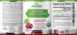 Label for Organic Tart Cherry 10:1 Extract 3000 mg