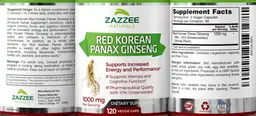 Label for Red Korean Panax Ginseng 1000 mg