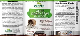 Label for White Kidney Bean 10:1 Extract 1800 mg
