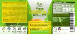 Label for Vegan Omega 3 DHA + EPA Organic Lemon Flavored