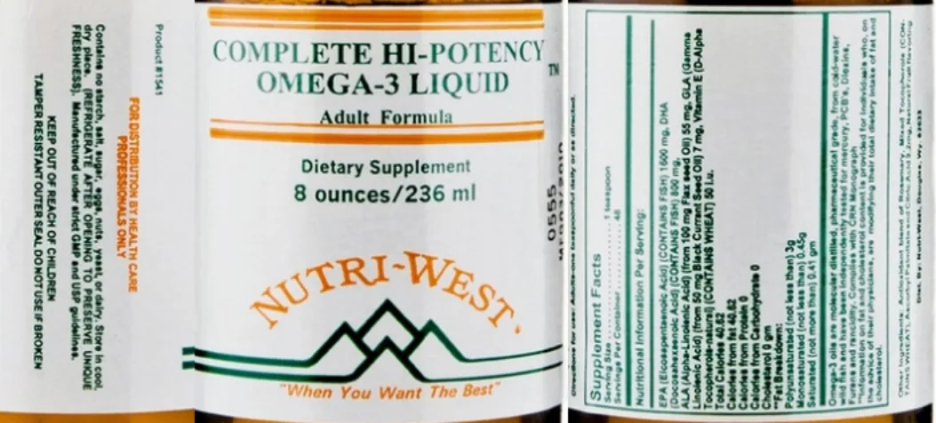 Label for Complete Hi-Potency Omega-3 Liquid