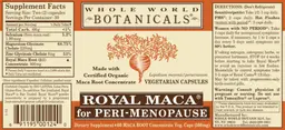 Label for Royal Maca for Peri-Menopause