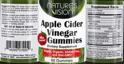 Label for Apple Cider Vinegar Gummies