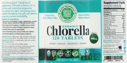 Label for Organic Chlorella 500 mg