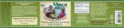 Label for 100% Pure Organic Maca Root Powder