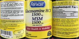 Label for Glucosamine HCl 1500 mg MSM 1500 mg
