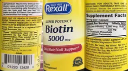 Label for Super Potency Biotin 5000 mcg