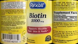 Label for Biotin 1000 mcg