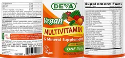 Label for Vegan Multivitamin & Mineral Supplement with Greens