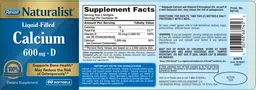 Label for Liquid-Filled Calcium 600 mg + D