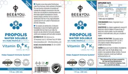 Label for Propolis Water Soluble Vitamin D3 1,000 IU + K2 18.7 mcg