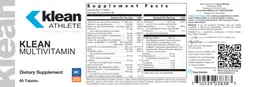 Label for Klean Multivitamin