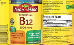 Label for Sublingual B12 1000 mcg Cherry