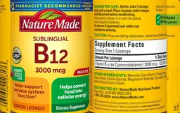 Label for Sublingual B12 3000 mcg Cherry