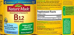 Label for Maximum Strength B12 5000 mcg