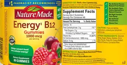 Label for Energy B12 Gummies 1000 mcg