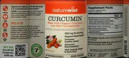 Label for Curcumin 2250 mg