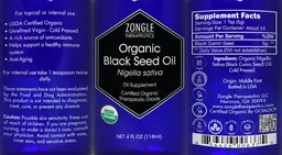 Label for Organic Black Seed Oil