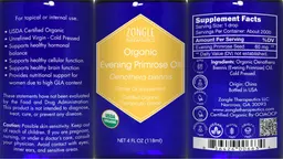 Label for Organic Evening Primrose Oil