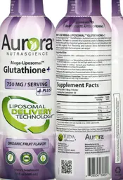 Label for Mega-Liposomal Glutathione+ 750 mg Organic Fruit Flavor