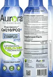 Label for Mega-Liposomal CoQ10/PQQ+ Organic Fruit Flavor