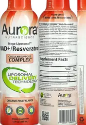 Label for Mega-Liposomal NAD+/Resveratrol Organic Fruit Flavor