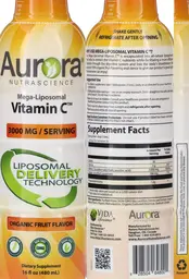 Label for Mega-Liposomal Vitamin C 3000 mg Organic Fruit Flavor