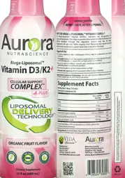 Label for Mega-Liposomal Vitamin D3/K2+ Organic Fruit Flavor