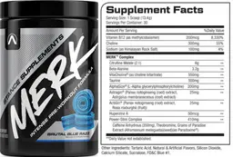 Label for MERK Brutal Blue Razz