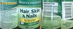 Label for Hair, Skin & Nails