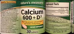 Label for Calcium 600 + D3