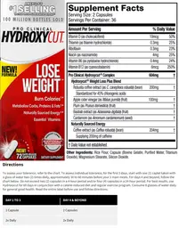 Label for Pro Clinical Hydroxycut Rapid-Release Capsules