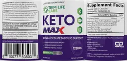 Label for Trim Life Labs Keto Max