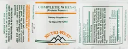 Label for Complete Whey-G Protein Powder