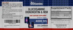 Label for Glucosamine Chondroitin & MSM 4000 mg