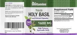 Label for Holy Basil 1600 mg