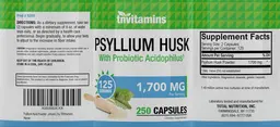 Label for Psyllium Husk 1,700 mg