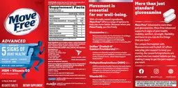 Label for Move Free Advanced MSM + Vitamin D3 with Glucosamine