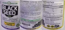 Label for Black Seed 1000 mg